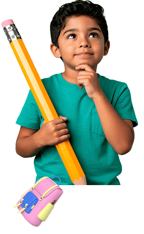 Student thinking about financial concepts with pencil - engaged in learning money skills